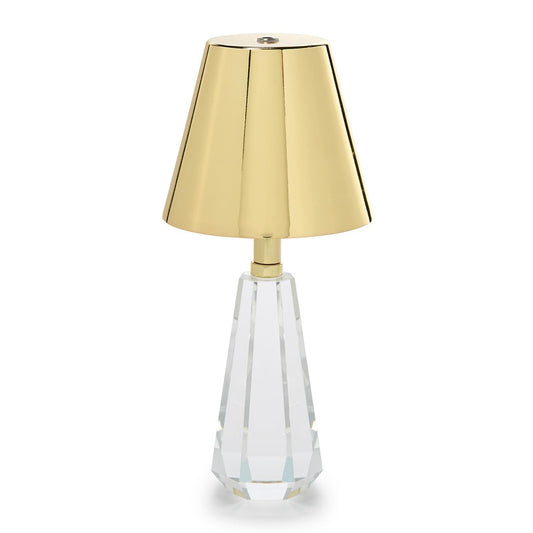 LED Cordless Glass Table w/Gold Metallic Shade