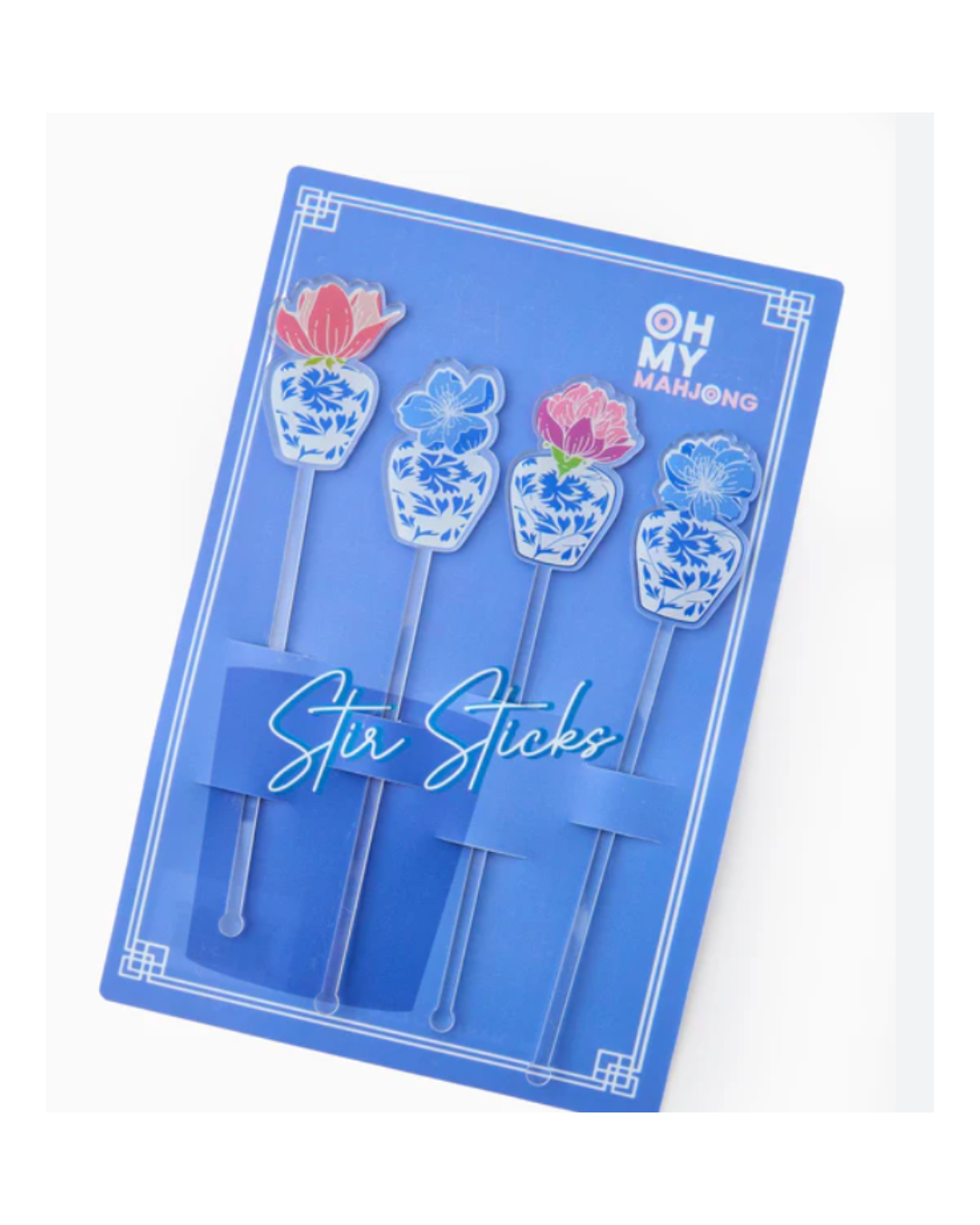 Mahjong Cocktail Stirrers Chinoiserie Jar