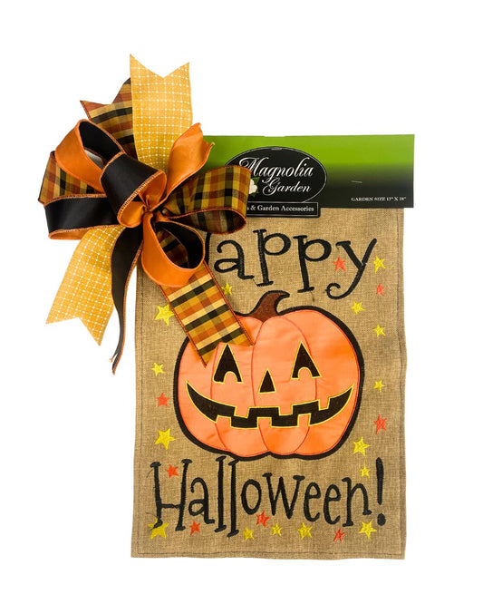 Halloween Garden Flag & Bow