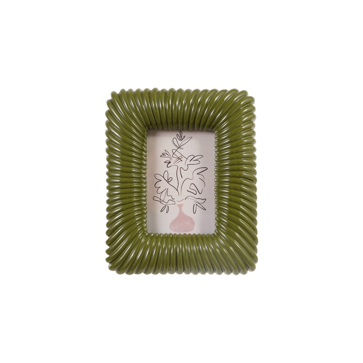 Resin Ribbed Photo Frame - Green