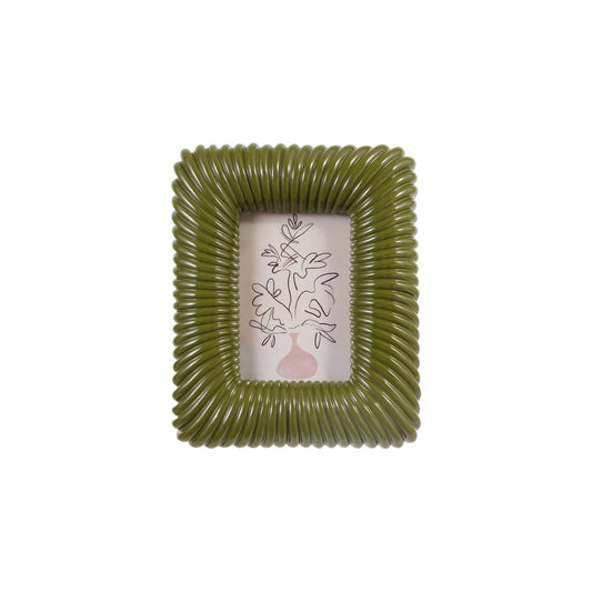Resin Ribbed Photo Frame - Green