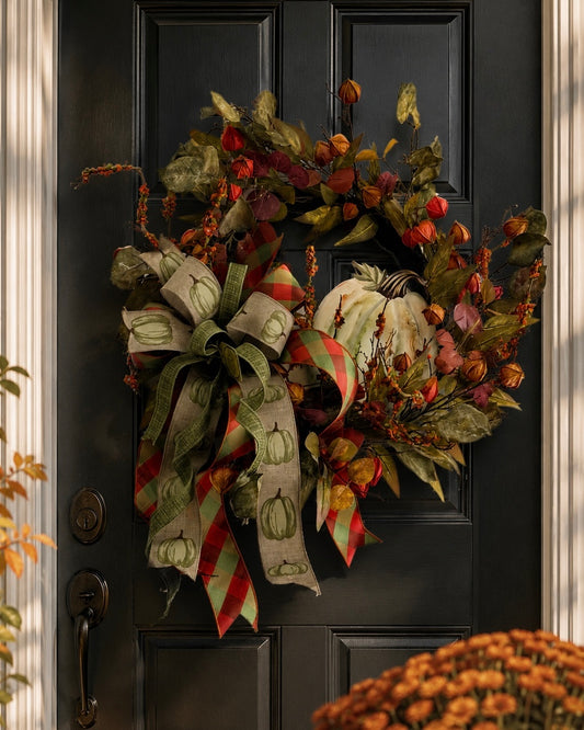 Fall Wreath - Metal Pumpkin