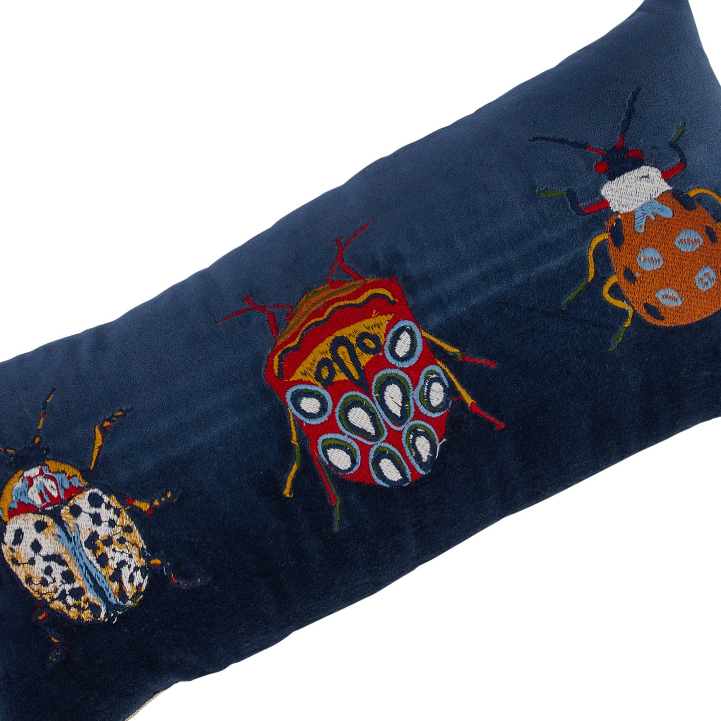 Cotton Velvet Lumbar Pillow with Bug