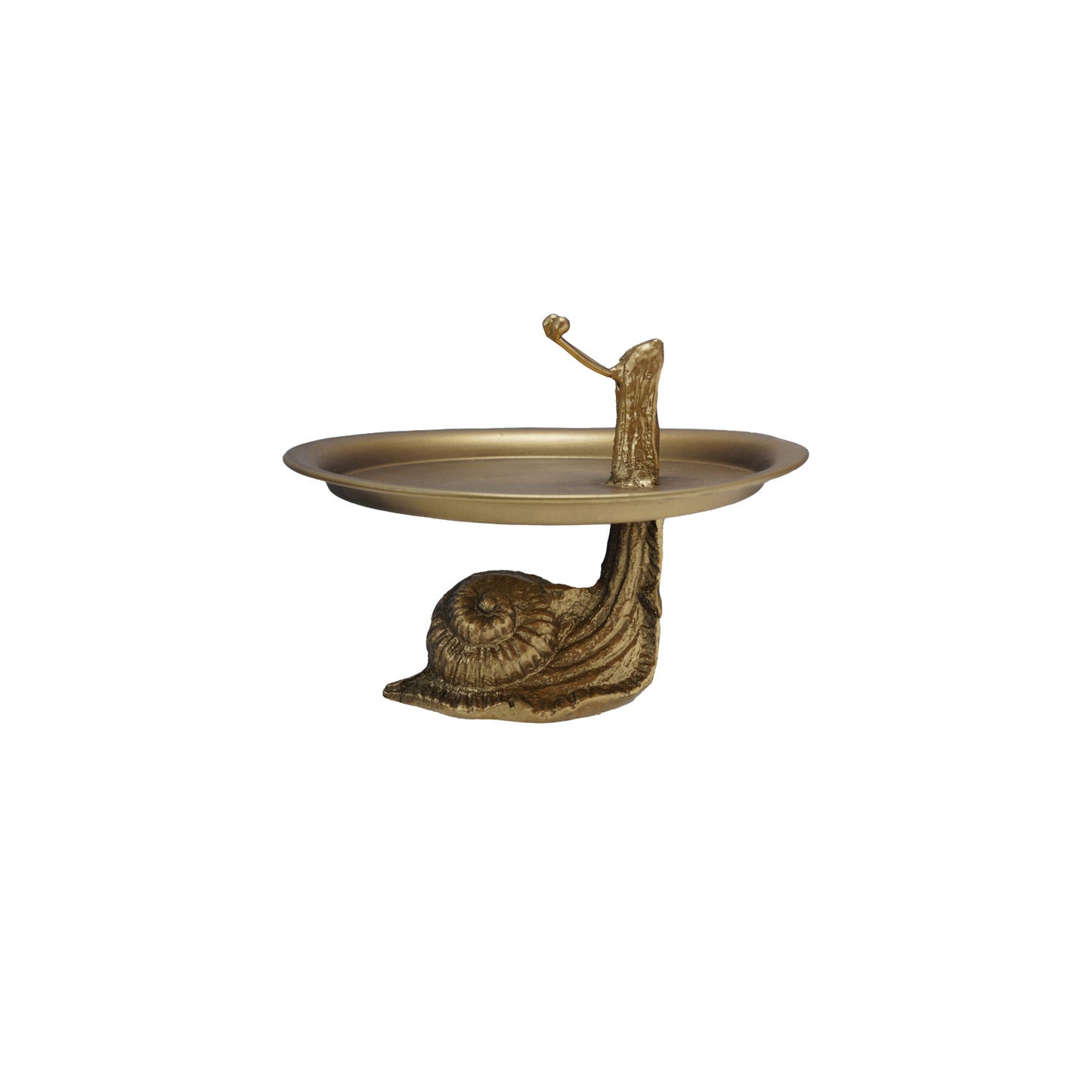 Decorative Metal Tray with Snail and Gold Finish