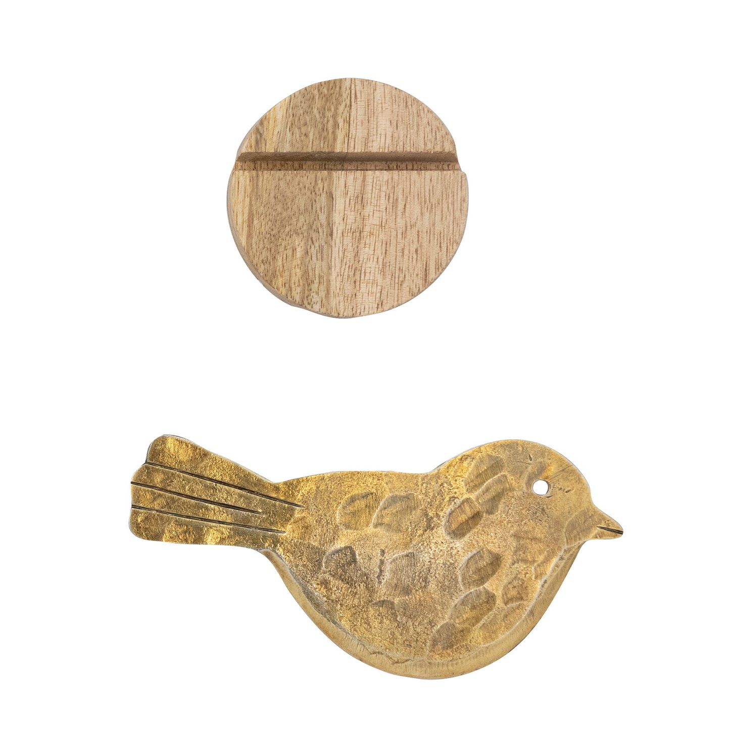 Metal Bird Shaped Cheese Knife with Round Mango Wood Stand