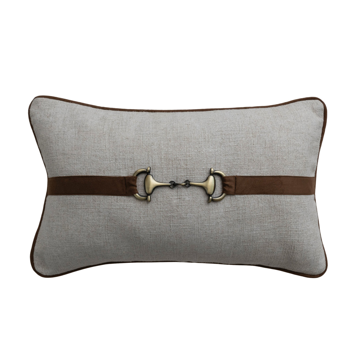 Viscose & Linen Lumbar Pillow with Faux Suede and Cotton Back