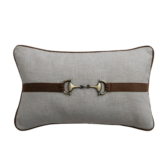Viscose & Linen Lumbar Pillow with Faux Suede and Cotton Back