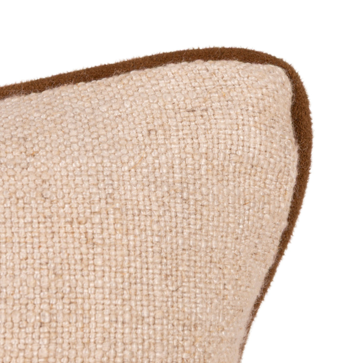 Viscose & Linen Lumbar Pillow with Faux Suede and Cotton Back