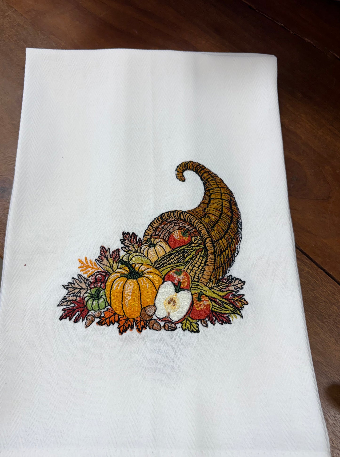 Fall Cornucopia Embroidered Towels