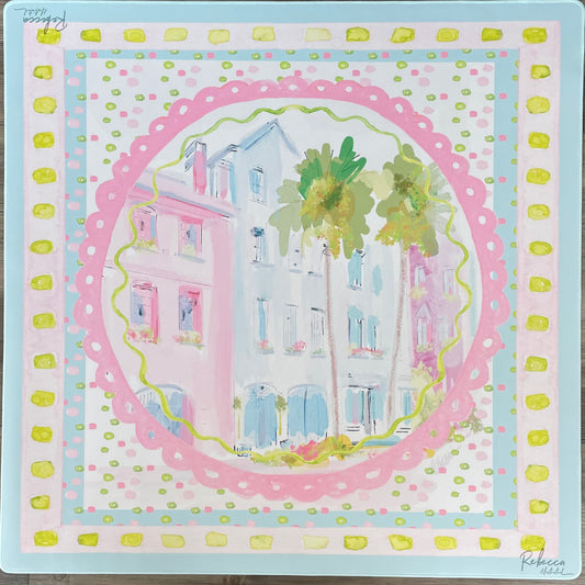 Rebecca Illustrated Mahjong Mat - Rainbow Row