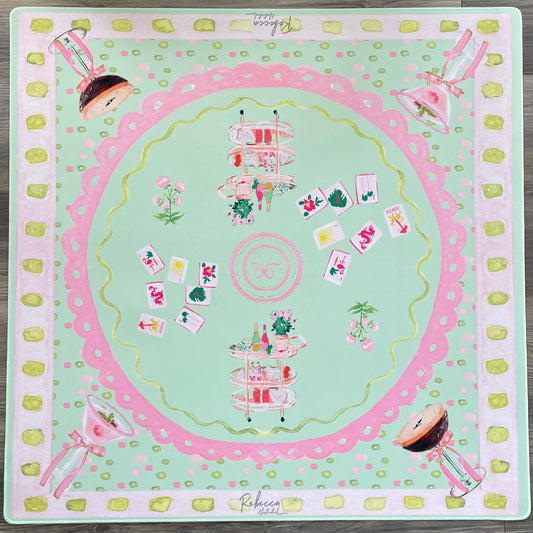 Rebecca Illustrated Mahjong Mat - Girly Bar Cart