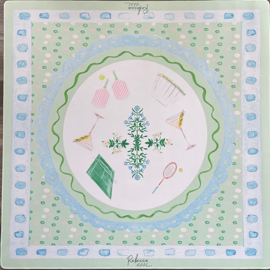 Rebecca Illustrated Mahjong Mat - Pickle Ball