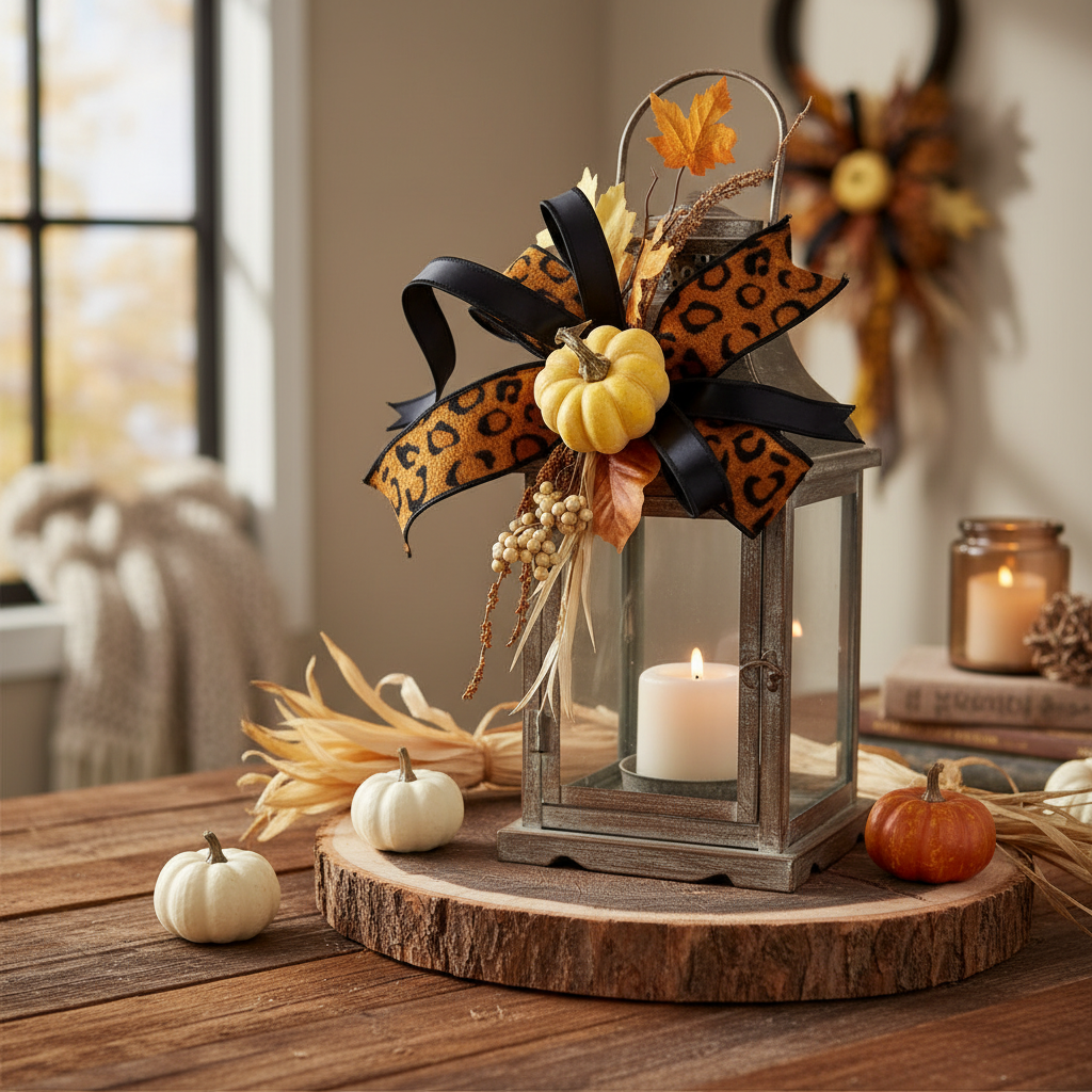 Fall Pumpkin Lantern Bow