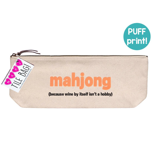 Mahjong Tile Bag - Funny Canvas Zip Pouch for Mahj Players