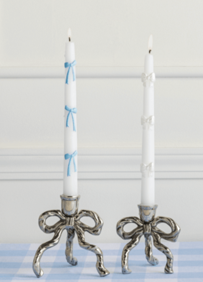 Large Bow Taper Holder Silver