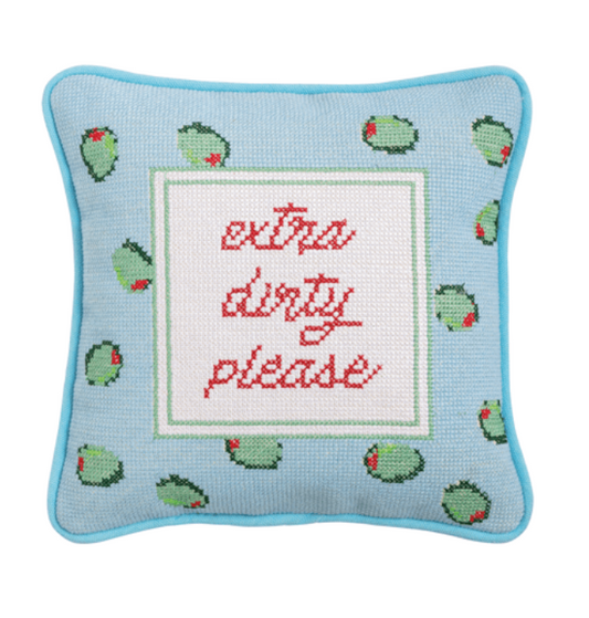 Olives Needlepoint Pillow
