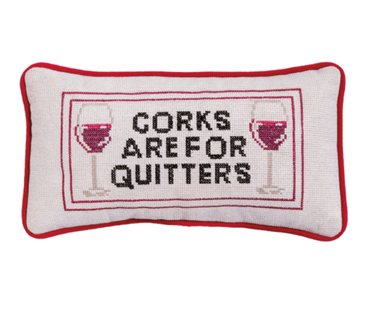 Corks Needlepoint Pillow