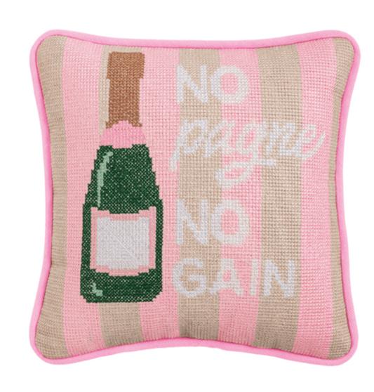 Champagne Needlepoint Pillow