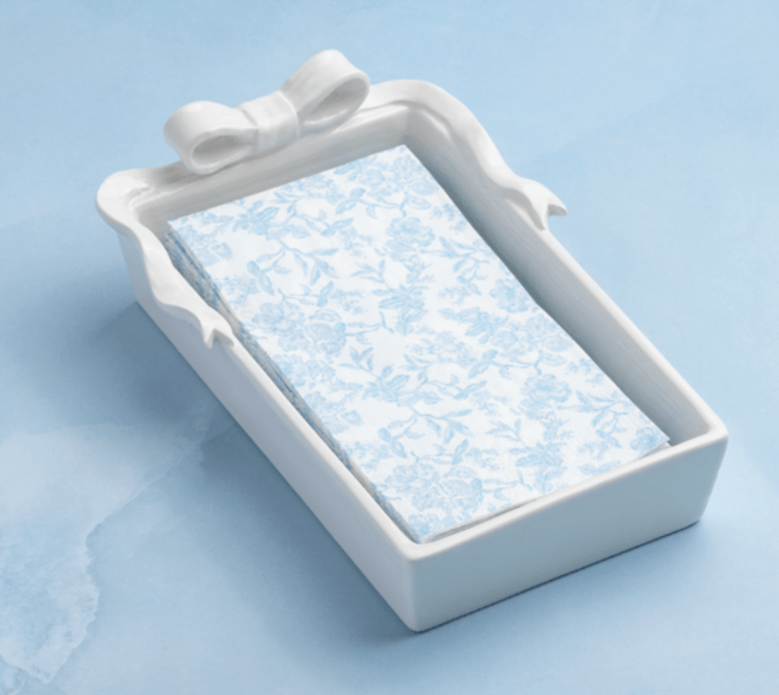 Bow Guest Napkin Holder w/Napkins
