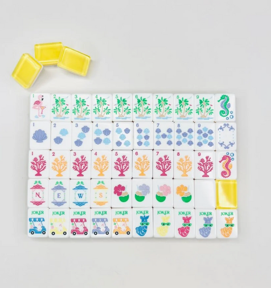 Mahjong Palm Royal Lemon Tile Collection w/Shufflers & Mat