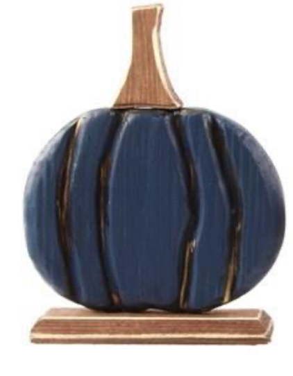 Blue Large Cedar Pumpkin with Base