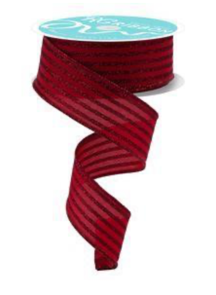 Online-Ribbon 1.5"x10yd Glitter Vertical Stripe Red