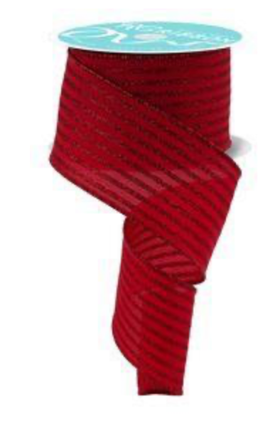 Online-Ribbon 2.5"x10yd Glitter Vertical Stripe Red