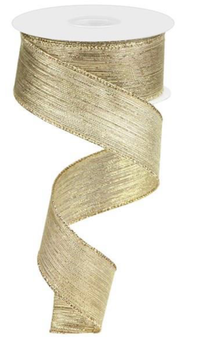 Online-Ribbon 1.5"x10yd Vertical Metallic Stripe Gold