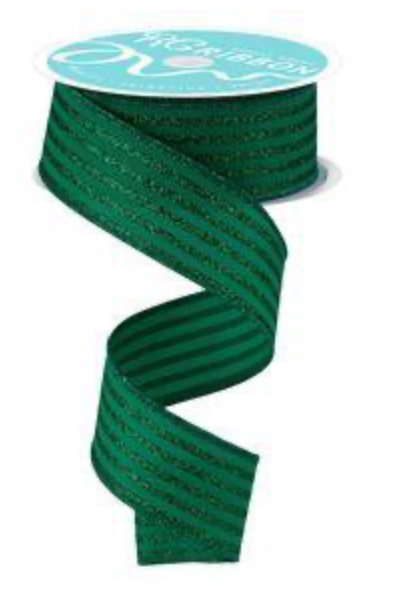 Online-Ribbon 1.5"x10yd Glitter Vertical Stripe Green