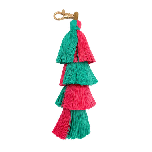 Mahjong Tassel 4 Layer Pink/Green