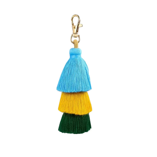 Mahjong Tassel 3 Layer Blue/Green/Yellow
