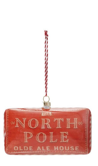 Glass Sign Ornament with Holiday Bar Name - 4 Styles
