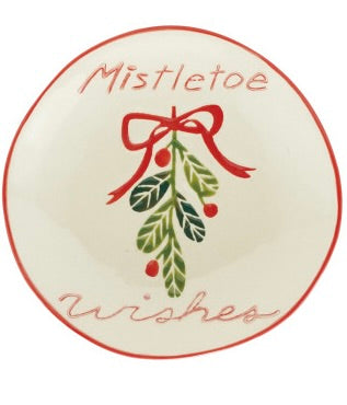 Stoneware Plate with Wax Relief Holiday Botanicals - 4 Styles