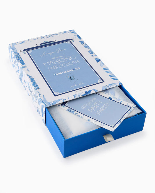 Mahjong Amazon Blue Instructional Tablecloth