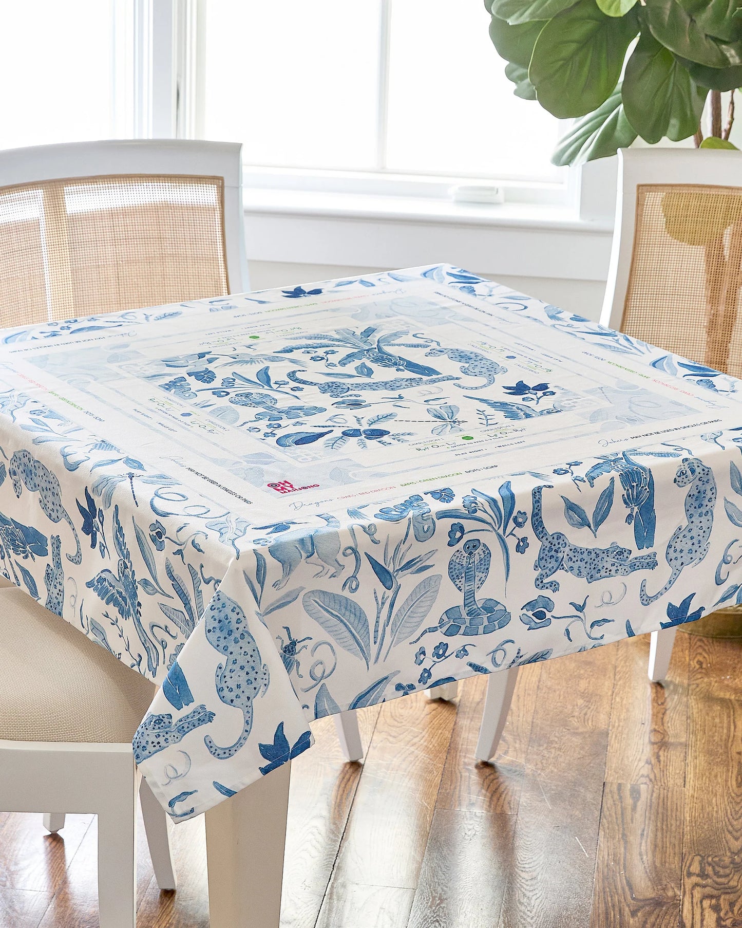 Mahjong Amazon Blue Instructional Tablecloth