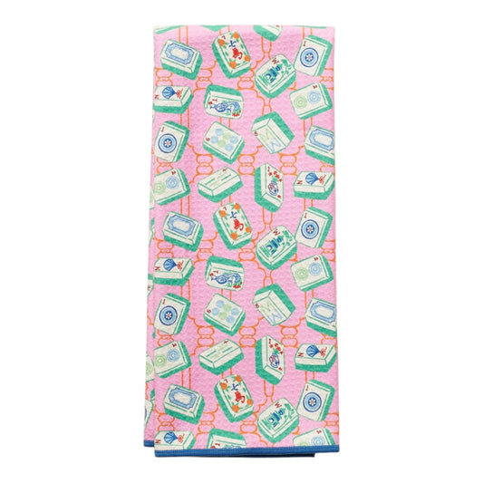Anywhere Towel Reversible - Mable Tan Mahjong Pink
