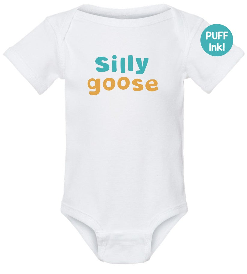 Baby Onesie - Silly Goose Puff Print, 12 month