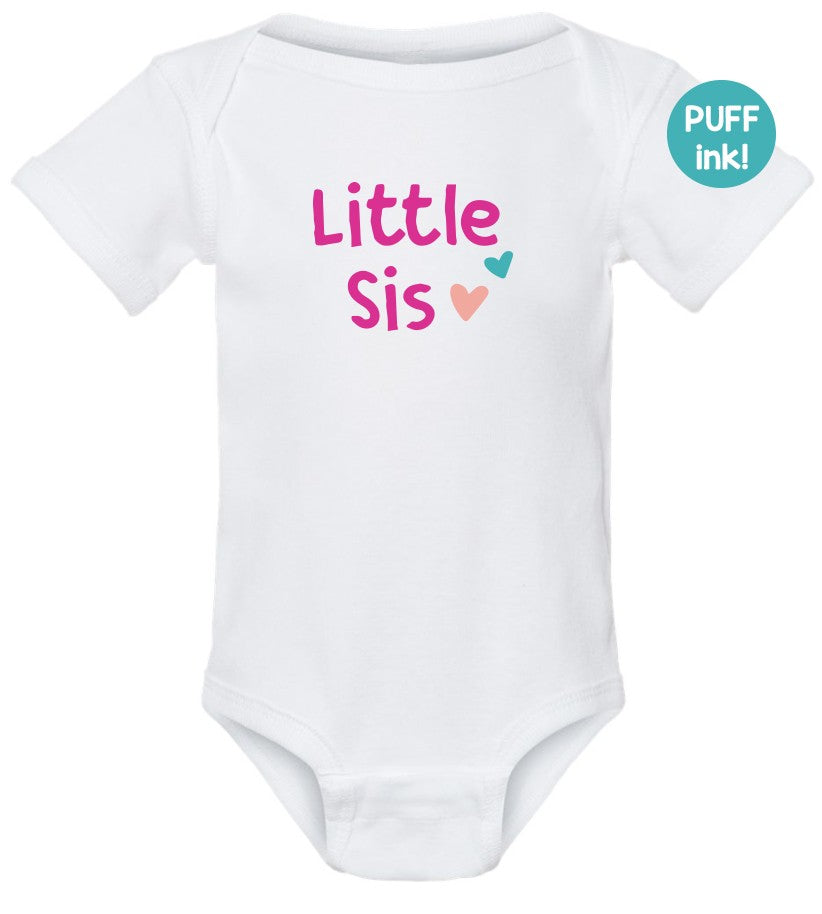 Baby Onesie - Little Sis Puff Print, 12 month