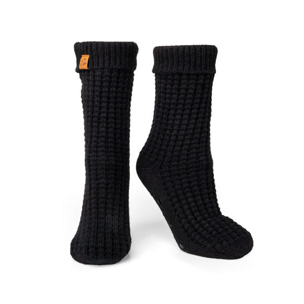 Britt's Knits Juneau Waffle knit Slipper Socks Black