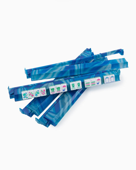 Mahjong Blue Lace Agate Rack & Pushers