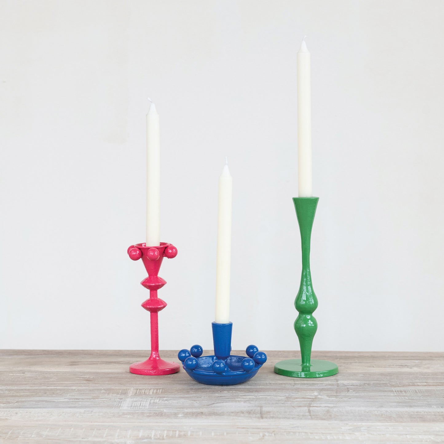 Cast Iron Taper Holder, Green
