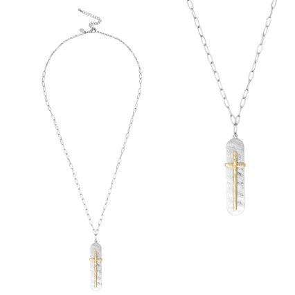 Meghan Browne Necklace: BRAVO SV Silver w/Gold Cross