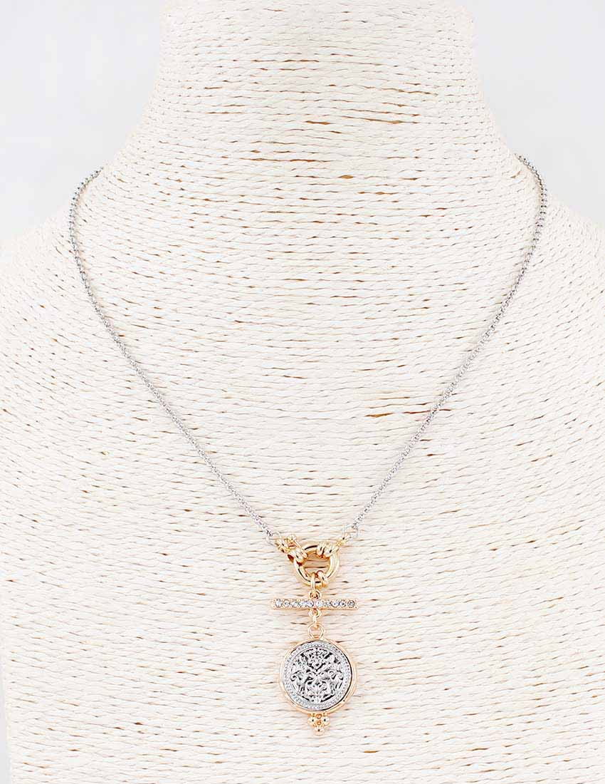 Necklace: COVE SILVER GOLD Bar w/Coin