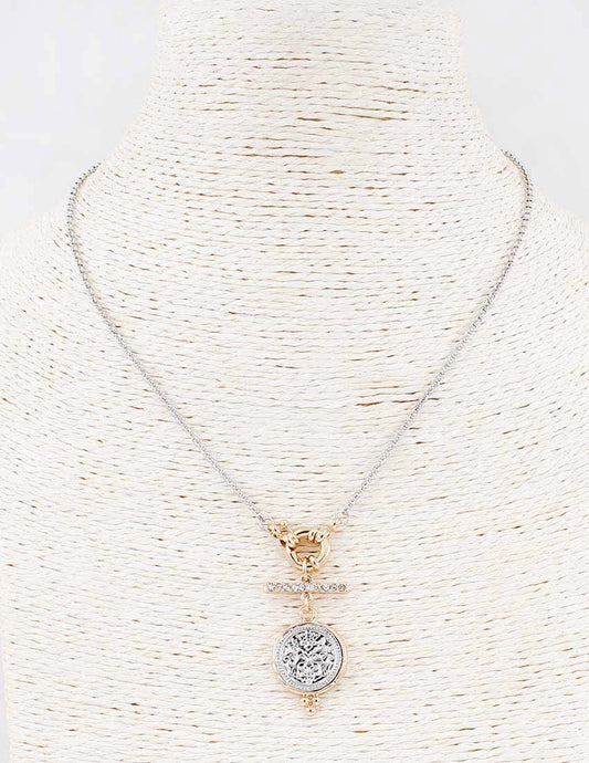 Necklace: COVE SILVER GOLD Bar w/Coin