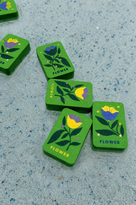 Floating Mahjong Tiles in Bright Green