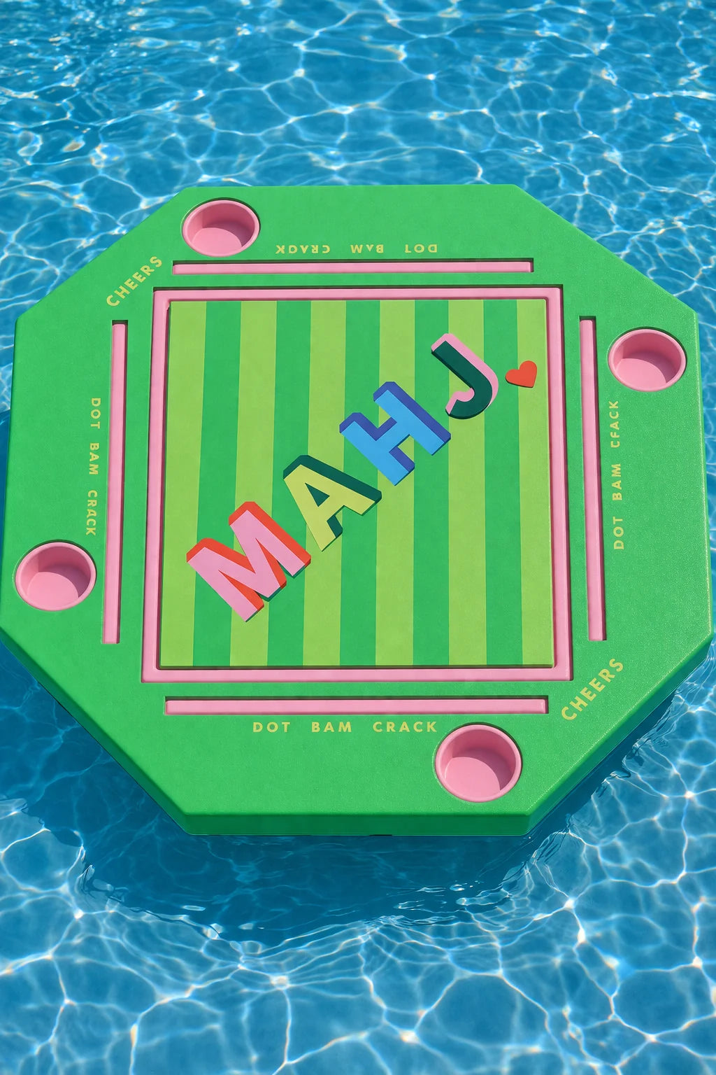 Floating Mahjong Tile Mat in MAHJ Block in Green & Pink