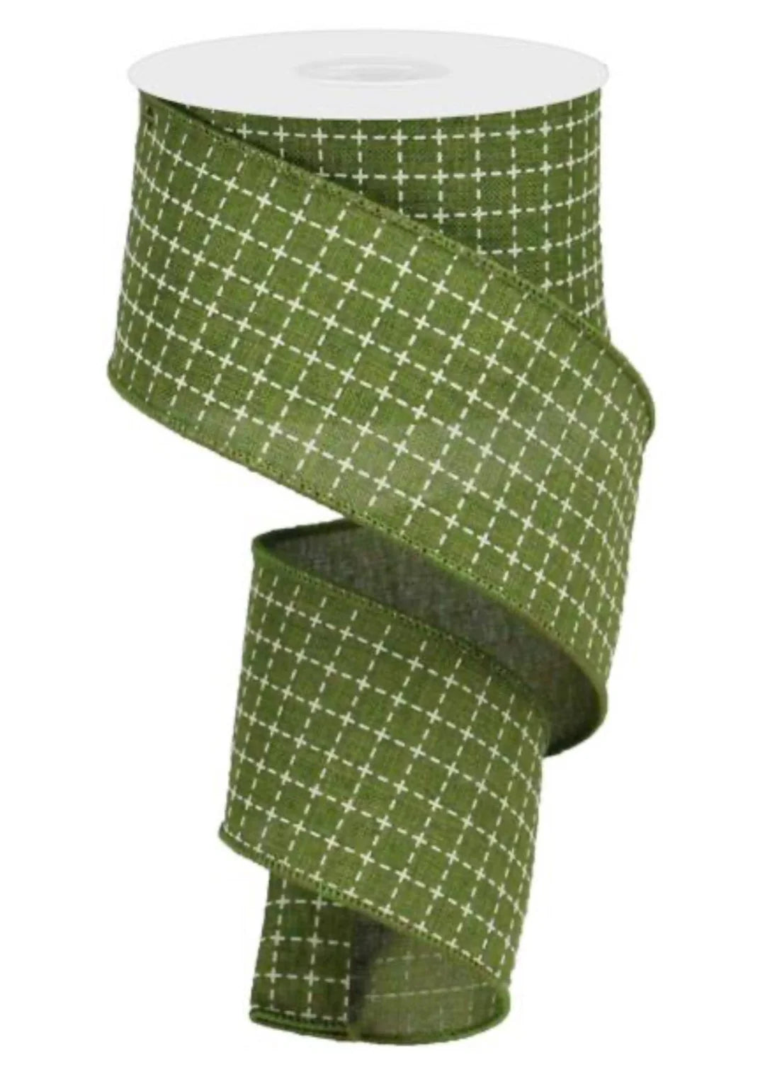 Online-Ribbon 2.5"x10yds Raised Stitch SQRS Green