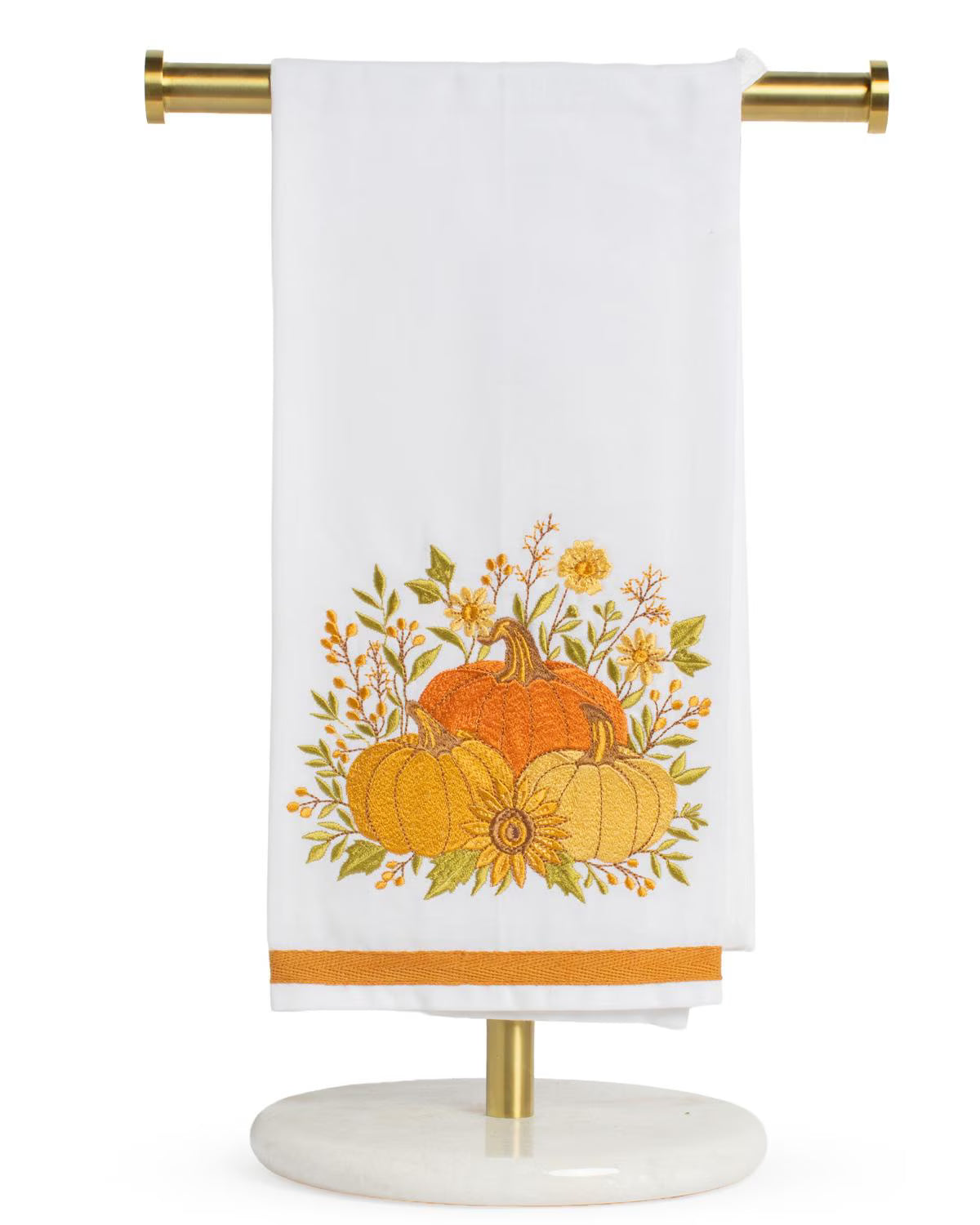 Harvest Pumpkin Hand Towel - White/Multi