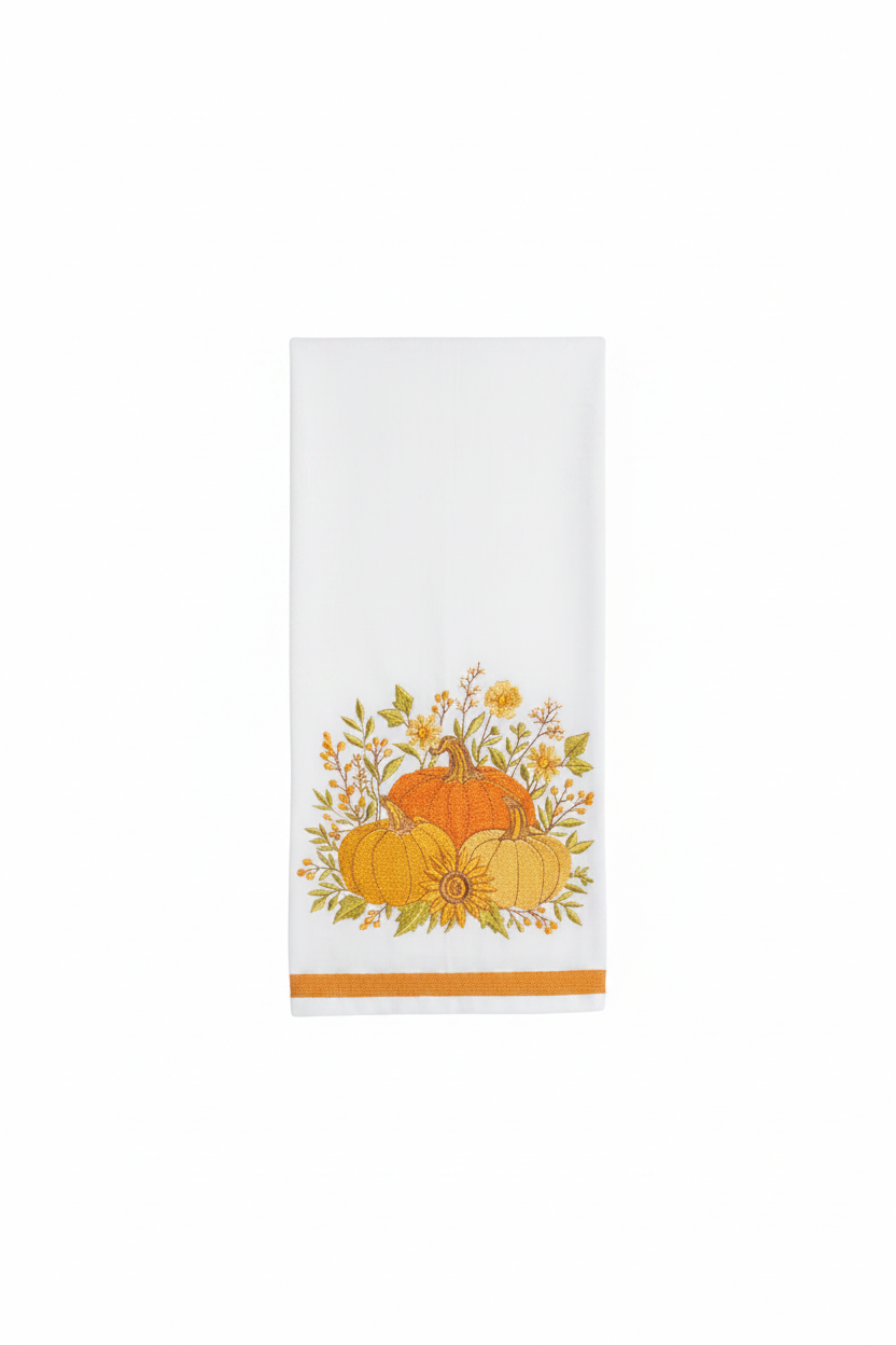 Harvest Pumpkin Hand Towel - White/Multi