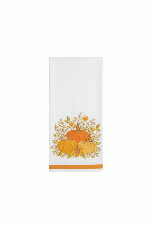 Harvest Pumpkin Hand Towel - White/Multi